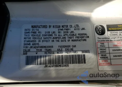 2014 Nissan 370Z Base from USA, damaged, VIN JN1AZ4FH8EM620905